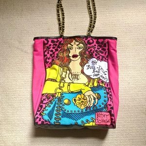 Betsey Johnson Vintage RARE Bull Dog Graphic Tote